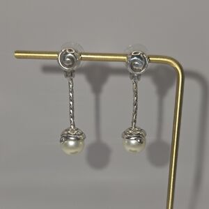Silver and Pearl Drop Earrings